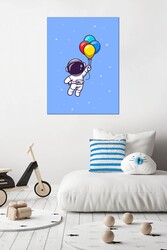 193 Balonlu Astronot Kətan Uşaq Tablo - 1