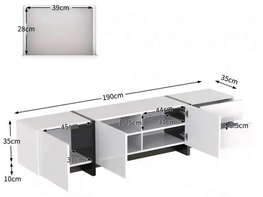 Amord Tv Stend - Ağ/Qara - 7