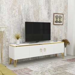 Apine TV Stend - Beyaz-Altın - 1