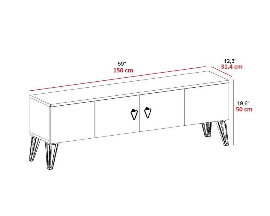 Apine TV Stend - Beyaz-Altın - 8