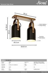 Siyah/Eskitme Boyalı/Kaplama Modern Çilçıraq E27 Metal 32x10cm - 3