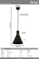 Siyah Boyalı Modern Çilçıraq E27 Metal 20cm - 3