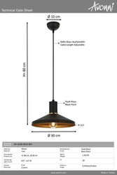 Siyah Boyalı Modern Çilçıraq E27 Metal 30cm - 3