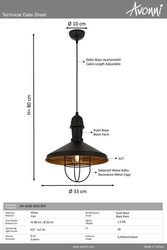 Siyah Boyalı Modern Çilçıraq E27 Metal 33cm - 3