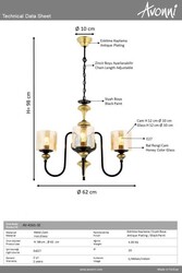 Eskitme Kaplama Modern Çilçıraq E27 Metal Cam 62cm - 2