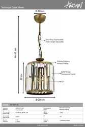 Eskitme Kaplama Modern Çilçıraq E27 Metal Kristal 20cm - 2