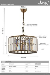 Eskitme Kaplama Modern Çilçıraq E27 Metal Kristal 40cm - 4