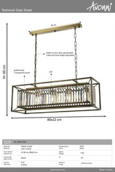 Eskitme Kaplama Modern Çilçıraq E27 Metal Kristal 80x22cm - 2