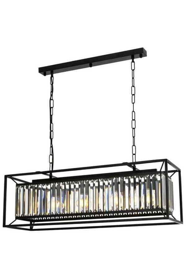 Siyah Boyalı Modern Çilçıraq E27 Metal Kristal 80x22cm - 3