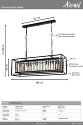 Siyah Boyalı Modern Çilçıraq E27 Metal Kristal 80x22cm - 5