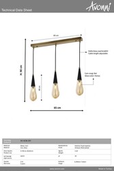 Eskitme Kaplama Modern Çilçıraq E14 Metal Cam 65x10cm - 2