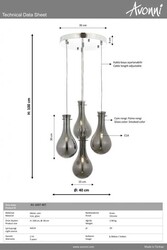 Krom Kaplama Modern Çilçıraq E14 Metal Cam 40cm - 2