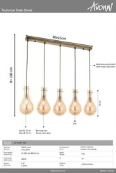 Eskitme Kaplama Modern Çilçıraq E14 Metal Cam 80x15cm - 3