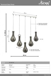 Krom Kaplama Modern Çilçıraq E14 Metal Cam 80x15cm - 2