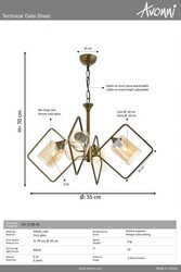 Eskitme Kaplama Modern Çilçıraq E14 Metal Cam 55cm - 3