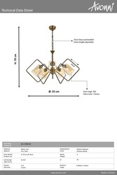 Eskitme Kaplama Modern Çilçıraq E14 Metal Cam 55cm - 3