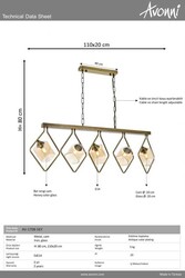 Eskitme Kaplama Modern Çilçıraq E14 Metal Cam 110x20cm - 3