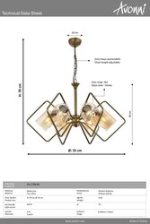 Eskitme Kaplama Modern Çilçıraq E14 Metal Cam 55cm - 5