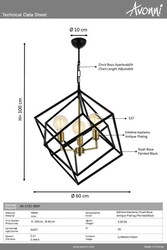 Siyah Boyalı Modern Çilçıraq E27 Metal 60cm - 5