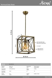 Eskitme Kaplama Modern Çilçıraq E27 Metal Cam 25x25cm - 2