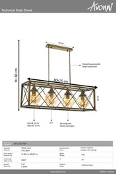 Eskitme Kaplama Modern Çilçıraq E27 Metal Cam 80x25cm - 2