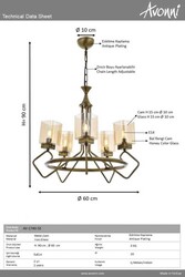 Eskitme Kaplama Modern Çilçıraq E14 Metal Cam 60cm - 4