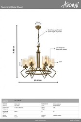 Eskitme Kaplama Modern Çilçıraq E14 Metal Cam 60cm - 3