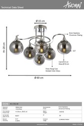 Krom Kaplama Modern Çilçıraq E27 Metal Cam 60cm - 3