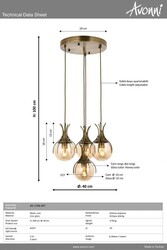 Eskitme Kaplama Modern Çilçıraq E27 Metal Cam 40cm - 5