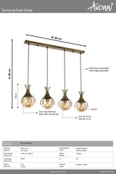 Eskitme Kaplama Modern Çilçıraq E27 Metal Cam 70x13cm - 3