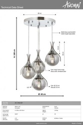 Krom Kaplama Modern Çilçıraq E27 Metal Cam 40cm - 3