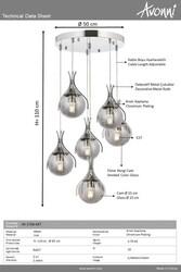 Krom Kaplama Modern Çilçıraq E27 Metal Cam 50cm - 2