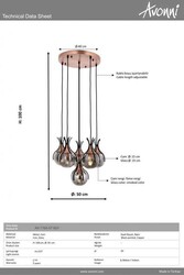 Siyah Boyalı Modern Çilçıraq E27 Metal Cam 50cm - 2