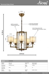 Eskitme Kaplama Modern Çilçıraq E27 Metal Cam 70cm - 4