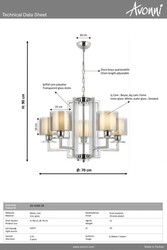 Krom Kaplama Modern Çilçıraq E27 Metal Cam 70cm - 2