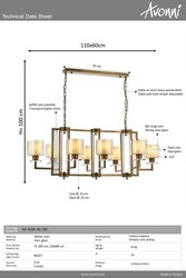 Eskitme Kaplama Modern Çilçıraq E27 Metal Cam 110x60cm - 3