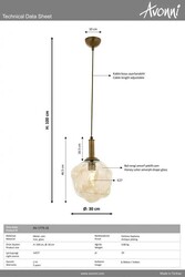 Eskitme Kaplama Modern Çilçıraq E27 Metal Cam 30cm - 4