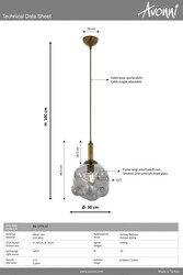 Eskitme Kaplama Modern Çilçıraq E27 Metal Cam 30cm - 4