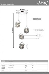 Krom Kaplama Modern Çilçıraq E27 Metal Cam 40cm - 3