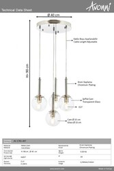 Krom Kaplama Modern Çilçıraq E27 Metal Cam 40cm - 3