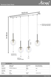 Krom Kaplama Modern Çilçıraq E27 Metal Cam 70x13cm - 2