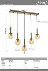 Eskitme Kaplama Modern Çilçıraq E27 Metal Cam 80x13cm - 2