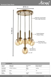 Eskitme Kaplama Modern Çilçıraq E27 Metal Cam 50cm - 3