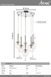 Krom Kaplama Modern Çilçıraq E27 Metal Cam 50cm - 4