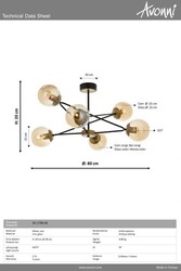 Eskitme Kaplama Modern Çilçıraq E27 Metal Cam 80cm - 5