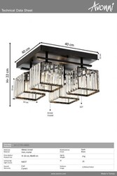 Siyah Boyalı Modern Çilçıraq E27 Metal Kristal 40x40cm - 3