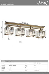 Eskitme Kaplama Modern Çilçıraq E27 Metal Kristal 80x15cm - 2