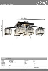 Siyah Boyalı Modern Çilçıraq E27 Metal Kristal 80x40cm - 3