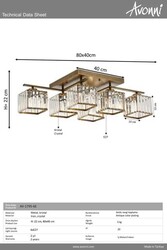 Eskitme Kaplama Modern Çilçıraq E27 Metal Kristal 80x40cm - 3