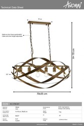 Eskitme Kaplama Modern Çilçıraq E27 Metal 70x35cm - 2